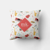 Musical Instruments Music Theme Pattern Monogram クッション (裏面)