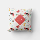 Musical Instruments Music Theme Pattern Monogram クッション (正面)