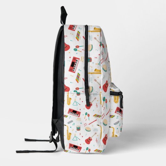 Musical Instruments Music Theme Pattern School プリントバックパック (左)