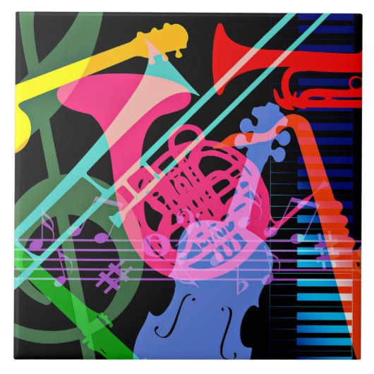 Musical Instruments Pop Art Design タイル (正面)