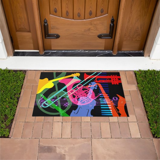 Musical Instruments Pop Art Design ドアマット (室外)