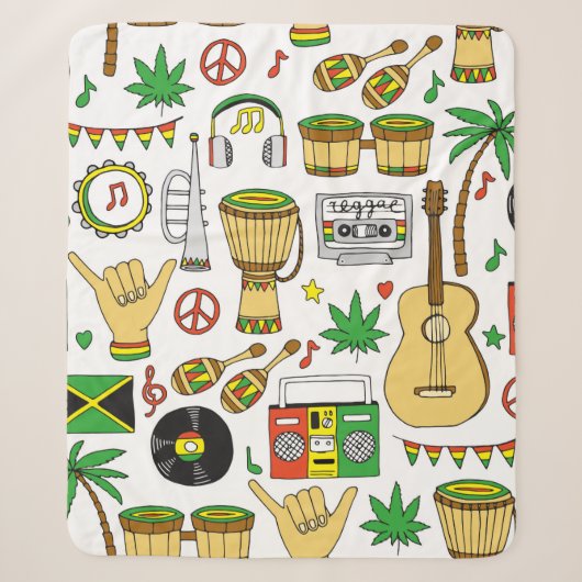 Musical instruments seamless pattern. Reggae backg シェルパブランケット (正面)