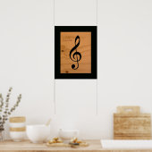 musical note, treble clef on wood, custom ポスター (キッチン)