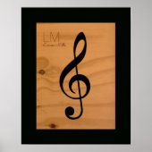 musical note, treble clef on wood, custom ポスター (正面)