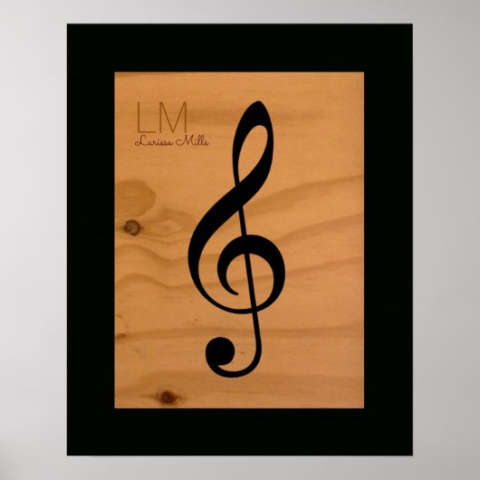 musical note, treble clef on wood, custom ポスター (正面)