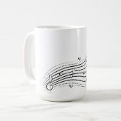 Musical note wave, black line clipart コーヒーマグカップ (正面左)