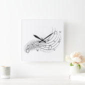 Musical note wave, black line clipart スクエア壁時計 (ホーム)