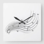 Musical note wave, black line clipart スクエア壁時計 (正面)