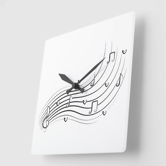 Musical note wave, black line clipart スクエア壁時計 (傾斜)