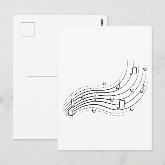 Musical note wave, black line clipart ポストカード (正面/裏面)
