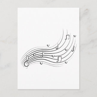 Musical note wave, black line clipart ポストカード