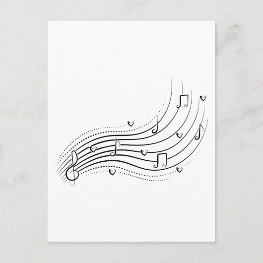 Musical note wave, black line clipart ポストカード (正面)