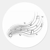 Musical note wave, black line clipart ラウンドシール (正面)