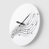 Musical note wave, black line clipart ラージ壁時計 (傾斜)