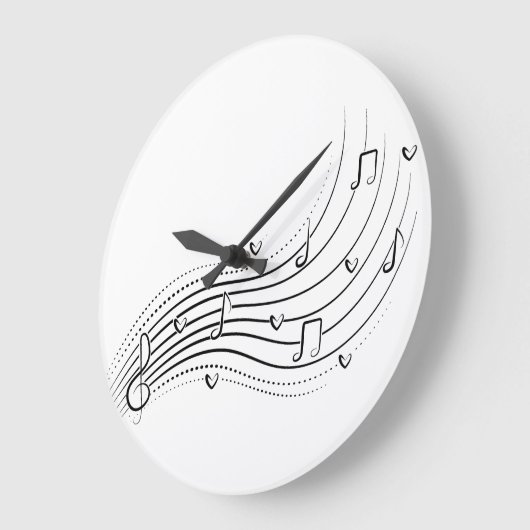 Musical note wave, black line clipart ラージ壁時計 (傾斜)