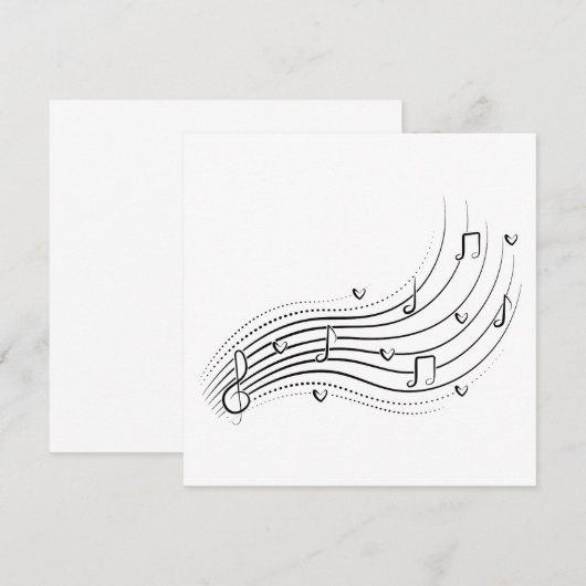 Musical note wave, black line clipart 招待状 (正面/裏面)