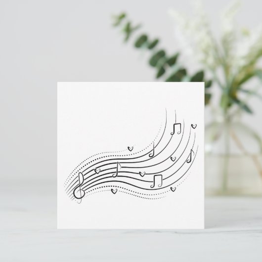 Musical note wave, black line clipart 招待状 (スタンド正面)