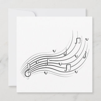 Musical note wave, black line clipart 招待状