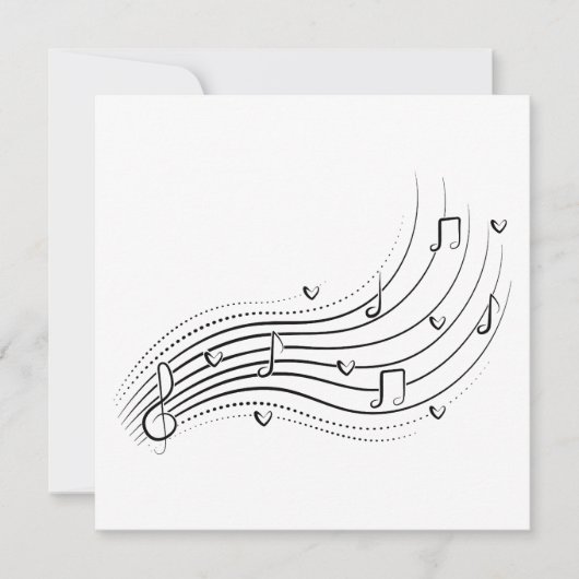 Musical note wave, black line clipart 招待状 (正面)