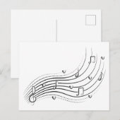 Musical note wave, black line clipart 案内ポストカード (正面/裏面)