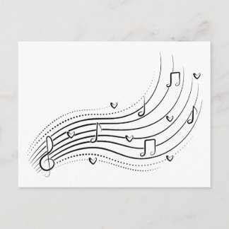 Musical note wave, black line clipart 案内ポストカード