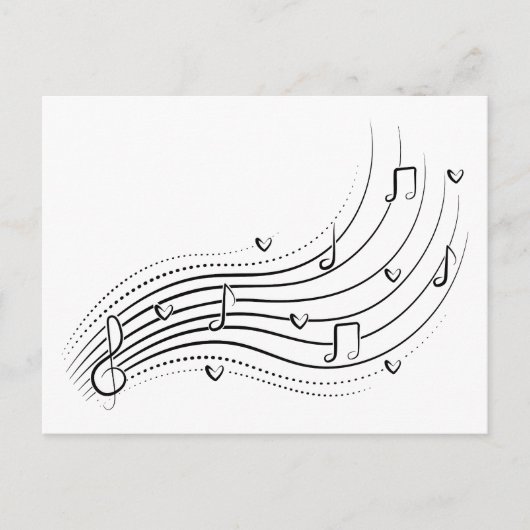 Musical note wave, black line clipart 案内ポストカード (正面)