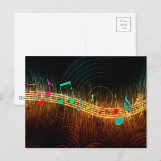 Musical Notesデザイン ポストカード (正面/裏面)