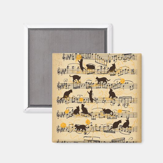 Musical notes and kittens マグネット (正面/裏面)