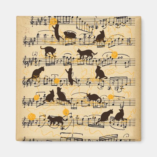 Musical notes and kittens マグネット (正面)