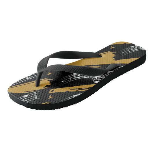 Musical notes Black Gold Modern ビーチサンダル (アングル)