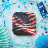 Musical Notes Floating On an American Flag ペーパープレート (パーティー)