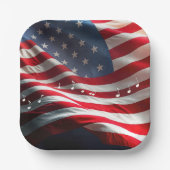 Musical Notes Floating On an American Flag ペーパープレート (正面)