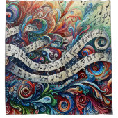 Musical Notes Graffiti Shower Curtain シャワーカーテン (正面)