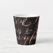 Musical Notes In Rose Gold Small Ceramic Latte Mug カフェラテマグ (正面)