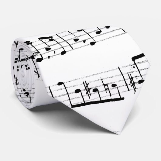 Musical Notes on White ネクタイ (ロール)