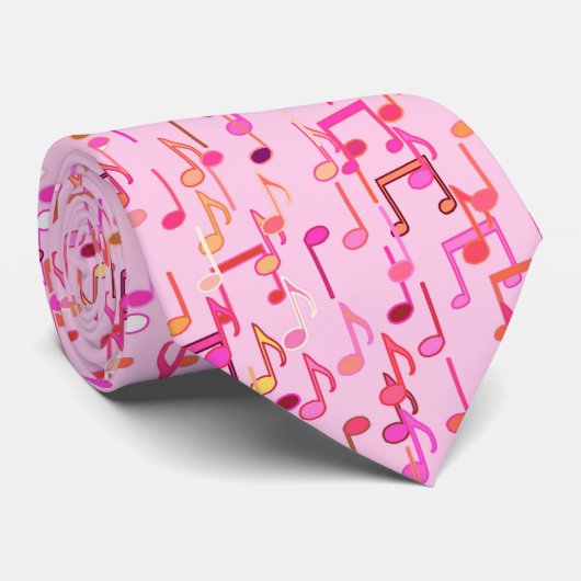 Musical Notes print - pink, multi ネクタイ (ロール)