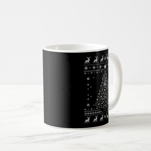 Musical Notes Tree Christmas Ugly Sweater Xmas  コーヒーマグカップ (正面右)