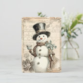 Musical Snowman Cheer – Vintage Christmas シーズンカード (スタンド正面)