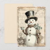 Musical Snowman Cheer – Vintage Christmas シーズンカード (正面/裏面)