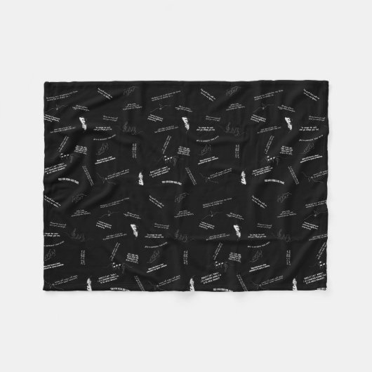 Musical Theater Inspirational Quotes Black & White フリースブランケット (正面(横))