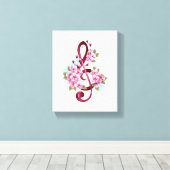 Musical treble clef notes with Sakura flowers キャンバスプリント (インサイチュ (ウッドフロア))