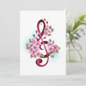 Musical treble clef notes with Sakura flowers シーズンカード (スタンド正面)