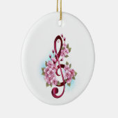 Musical treble clef notes with Sakura flowers セラミックオーナメント (右)