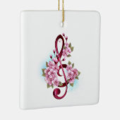 Musical treble clef notes with Sakura flowers セラミックオーナメント (右)