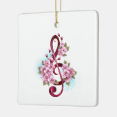 Musical treble clef notes with Sakura flowers セラミックオーナメント (左)