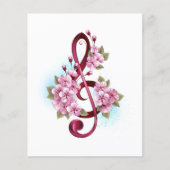 Musical treble clef notes with Sakura flowers チラシ (正面)