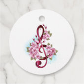 Musical treble clef notes with Sakura flowers フェイバータグ (裏面)