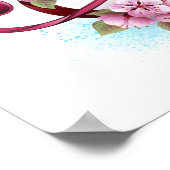 Musical treble clef notes with Sakura flowers ポスター (角)