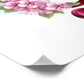 Musical treble clef notes with Sakura flowers ポスター (角)