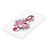 Musical treble clef notes with Sakura flowers マグネット (左側)